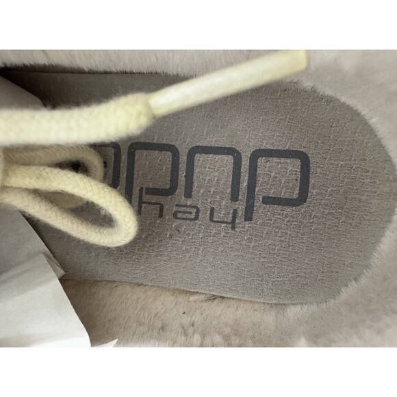 Hey Dude Women's Britt Shoes 9 Herringbone Cream Faux Fur Trim Comfort Cozy - Picture 7 of 13